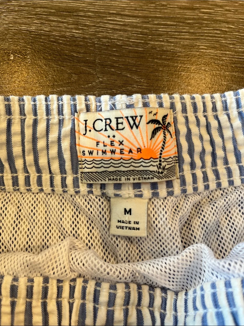 J. Crew Blue & White Striped Men’s Swim Trunks